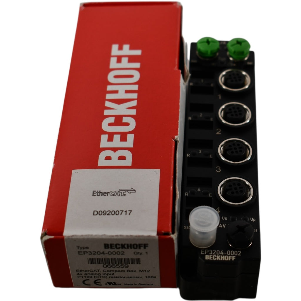 NEW Beckhoff EP3204-0002 EtherCAT Box 4-Ch Analog Input RTD M12 IP67