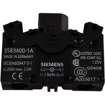 NEW Siemens 3SB3400-1A Lamp Holder BA9S Screw Terminal Actuator Component