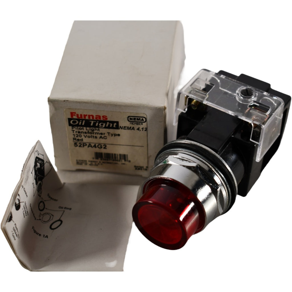 NEW Furnas 52PA4G2 30mm Pilot Light Red 120VAC Transformer Incandescent