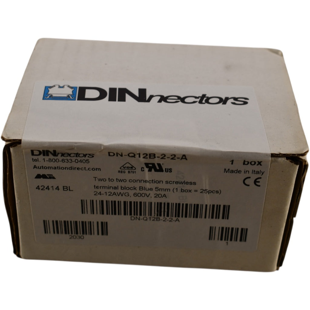 NEW 25x DINnectors DN-Q12B-2-2-A Screwless Terminal Block 24-12AWG Blue