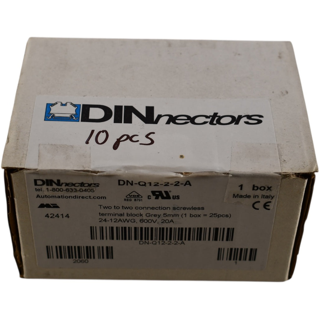 NEW 10x DINnectors DN-Q12-2-2-A Screwless Terminal Block 24-12AWG