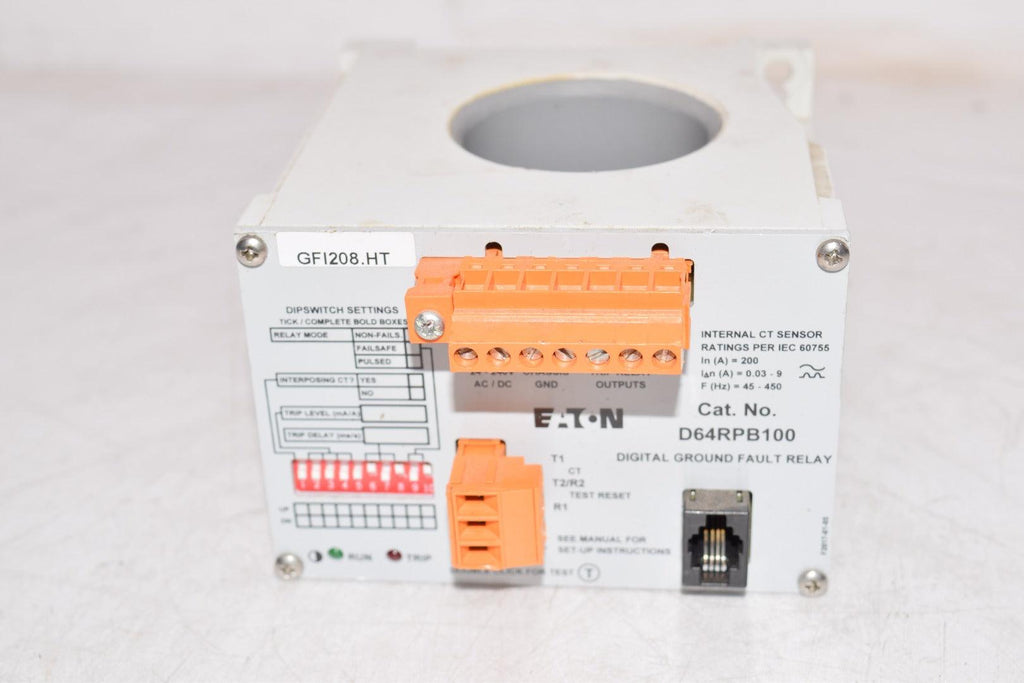 Eaton D64RPB100 Digital Ground Fault Relay Series B1 24-240VDC