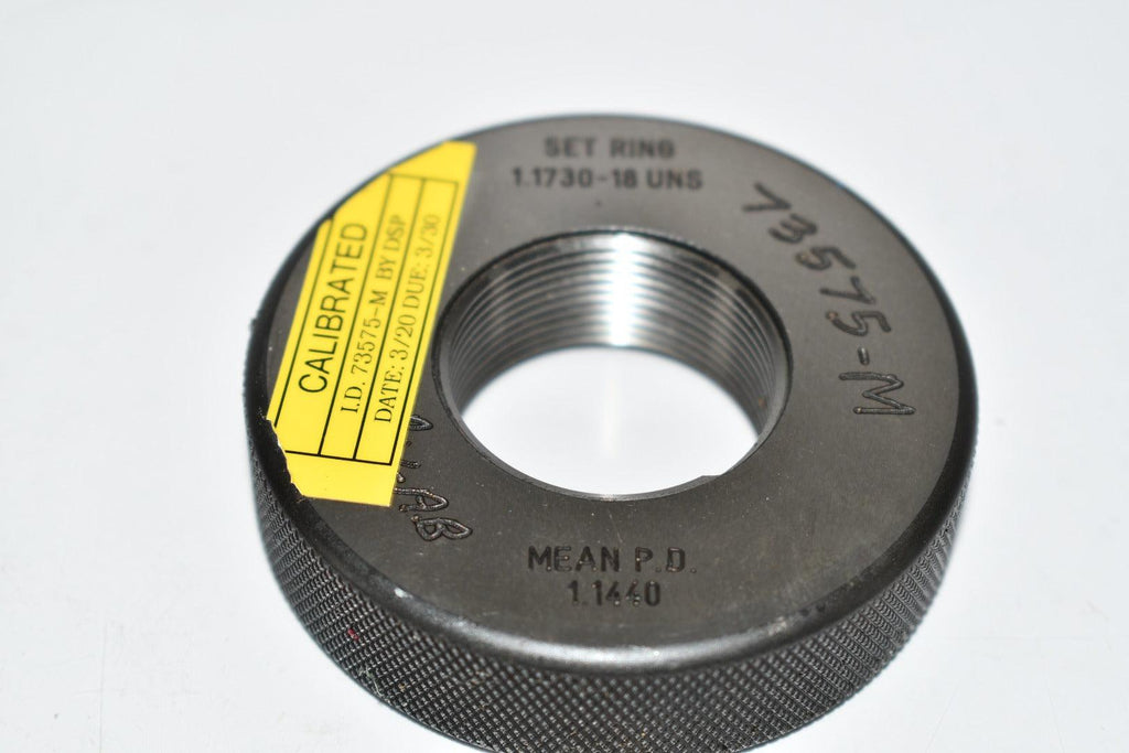 Johnson Gage 1.1730-18 UNS Set Ring Thread Ring Gage MEAN pd 1.1440