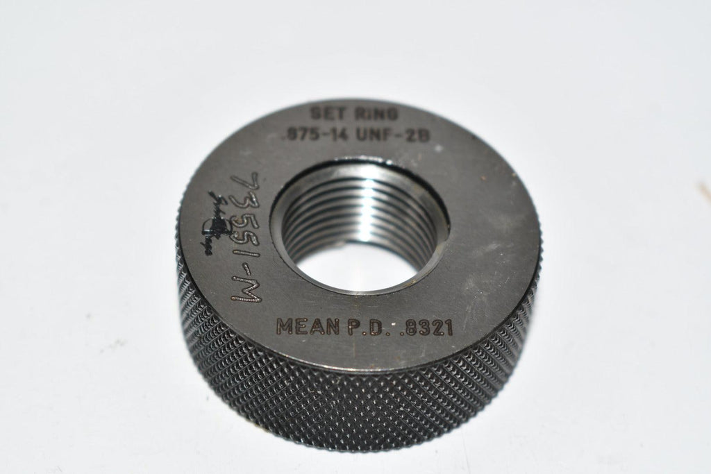 Johnson Gage .875-14 UNF-2B Set Ring Thread Ring Gage MEAN pd .8321