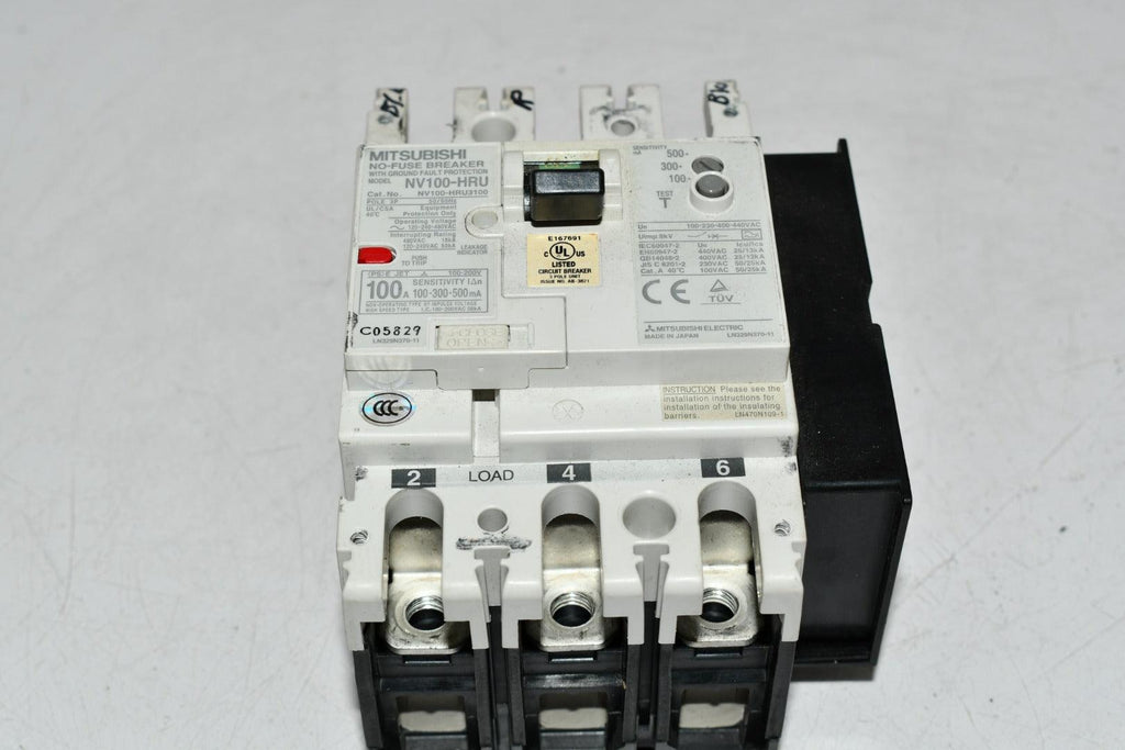 Mitsubishi NV100-HRU3100 No Fuse Circuit Breaker 100A