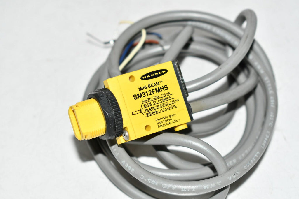 NEW Banner Engineering SM312FMHS Photoelectric Fiber Optic Sensor, 10-30VDC, NPN/PNP, 0.3 ms, MINI-BEAM Series