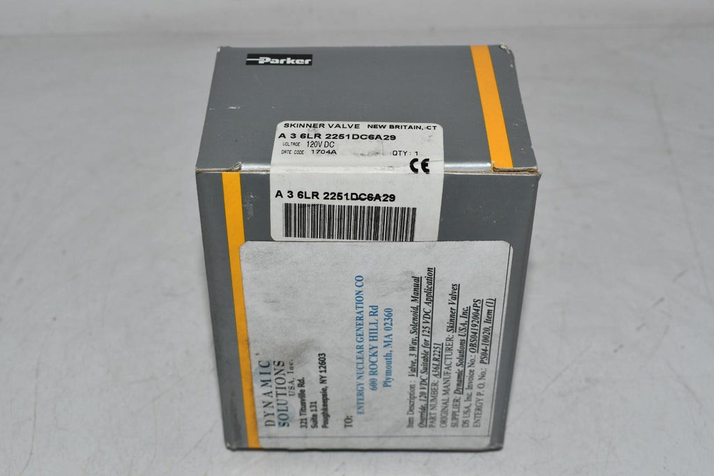 NEW PARKER A36LR2251 SKINNER 250PSI 120V-DC Solenoid Valve 3-Way