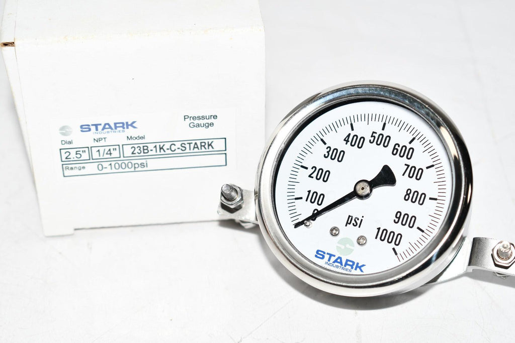 NEW Stark Industries 23B-1K-C Pressure Gauge 2.5'' 2-1/2'' 0-1000 psi 1/4'' NPT