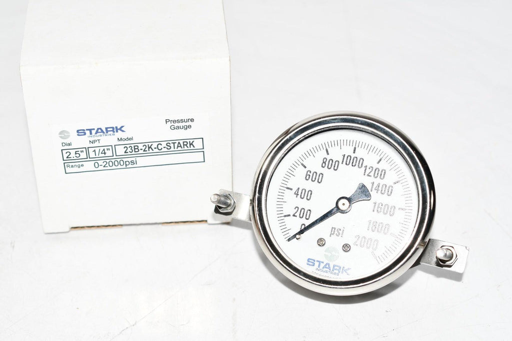 NEW Stark Industries 23B-2K-C Pressure Gauge 2.5'' 2-1/2'' 0-2000 psi 1/4'' NPT