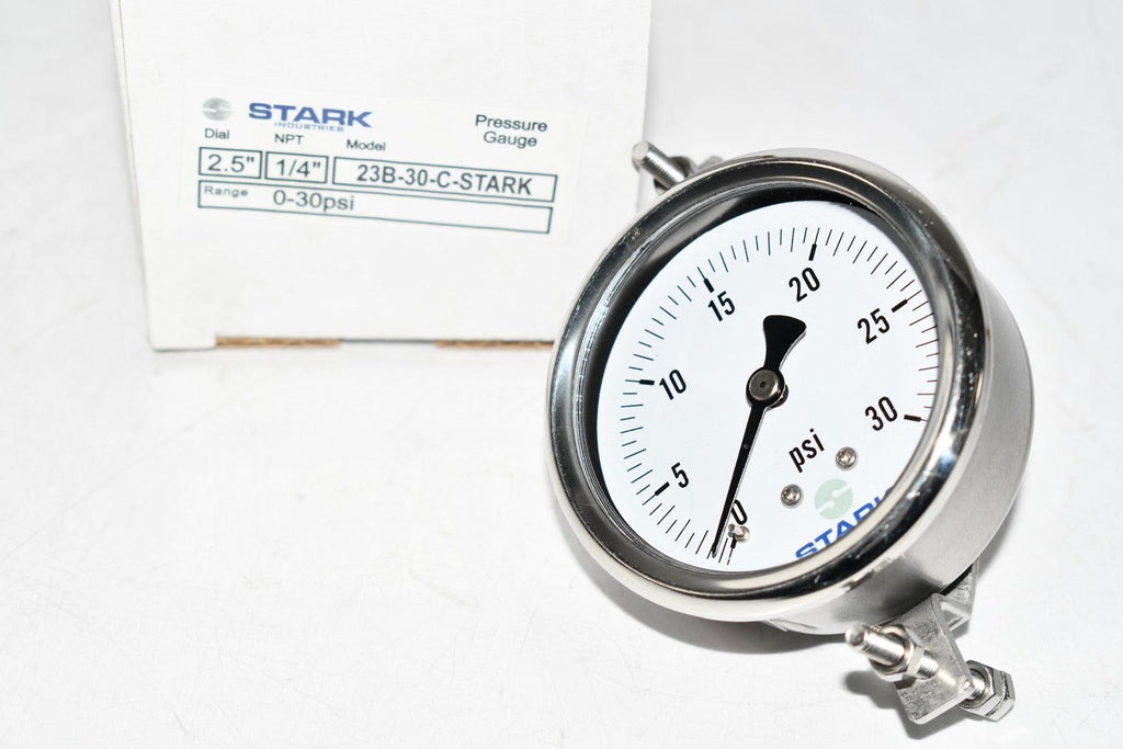NEW Stark Industries 23B-30-C 2-1/2'' Pressure Gauge 1/4'' NPT 0-30 PSI