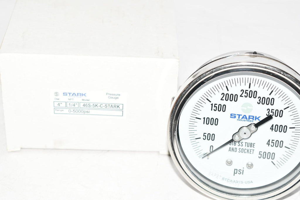 NEW Stark Industries 46S-5K-C 4'' 1/4'' NPT Pressure Gauge 0-5000 PSI