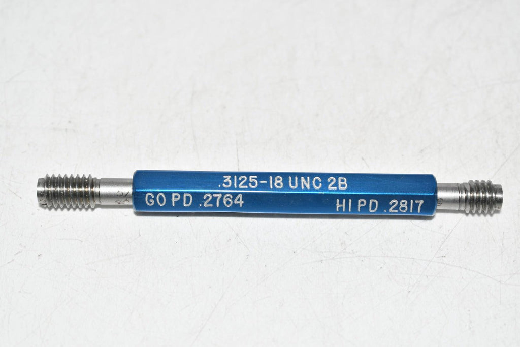 .3125-18 UNC-2B Thread Plug Gage GO/NO GO .2764 No Go .2817