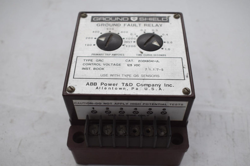 ABB 202K9341-UL GRC Ground Fault Relay 125VDC