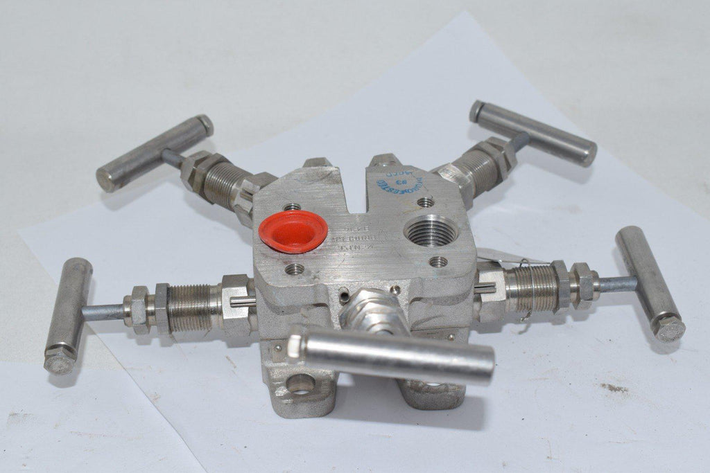 ANDERSON GREENWOOD M24HPS-4-P 5 VALVE MANIFOLD S09-9283-002 STAINLESS STEEL