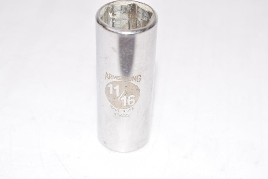 Armstrong 11-222 Deep Length Socket, 3/8 in Square Drive, 11/16 in, 6 Points