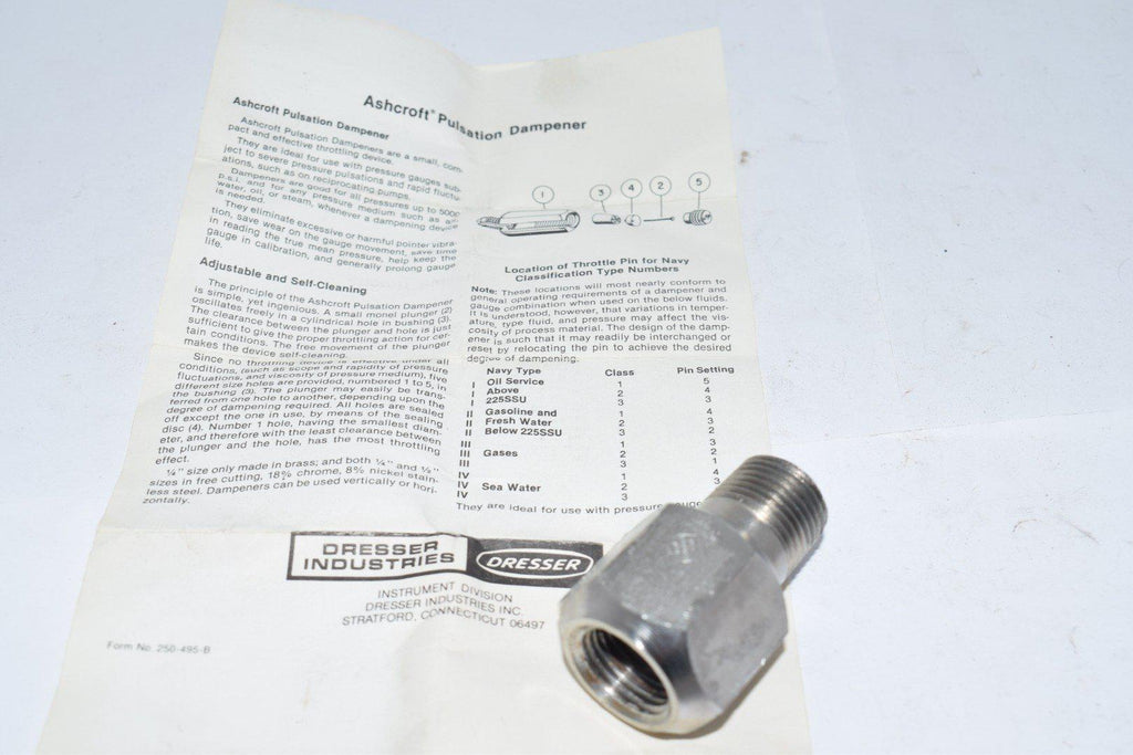 Ashcroft Pulsation Dampener Throttling Device