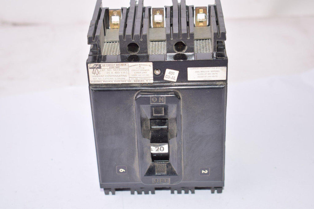 FPE CAT NO. NEF433020 AB CIRCUIT BREAKER 20 A 480 VAC
