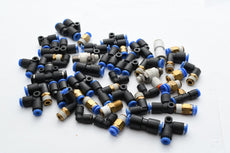 Large Lot of NEW & Used SMC & Others Push to Connect Fittings Tee 90 deg. Regulators