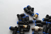 Large Lot of NEW & Used SMC & Others Push to Connect Fittings Tee 90 deg. Regulators