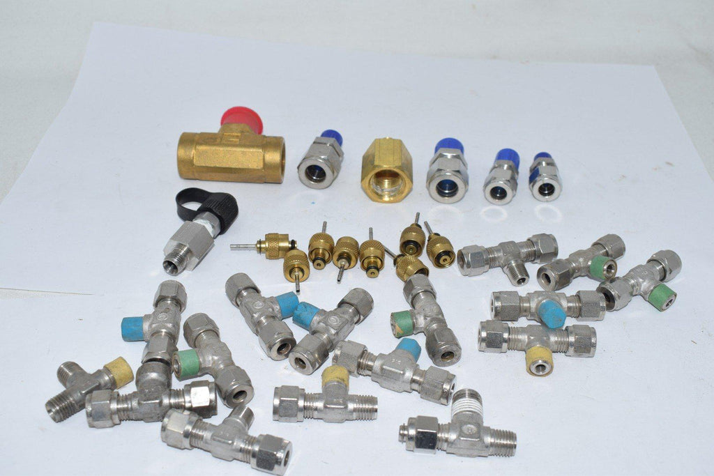 LARGE Mixed Lot of NEW & Used Parker Hoke Fittings Tee Threaded