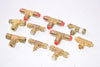 Lot of 10 Brass Tee Fittings, Pneumatic, Mixed Sizes