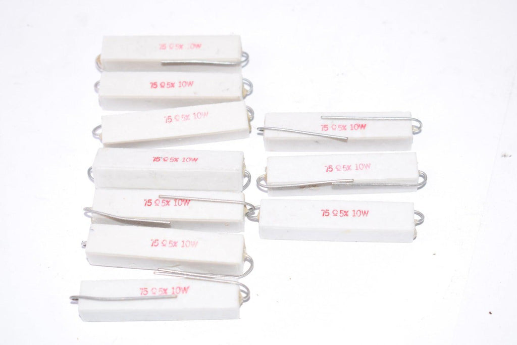 Lot of 10 NEW 75 OHM 5% 10W Cement Resistors