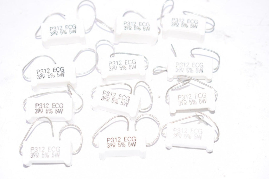 Lot of 12 NEW P312 ECG 39 OHM 5% 5W Cement Wirewound Flameproof Resistor
