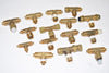 Lot of 15 Brass Parker Tee Fittings, Pneumatic, Mixed Sizes