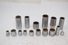 Lot of 16 Vintage Sockets, Various Sizes & Brands