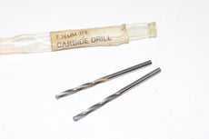 Lot of 2 NEW 2.36mm Carbide Drills 3 Flute