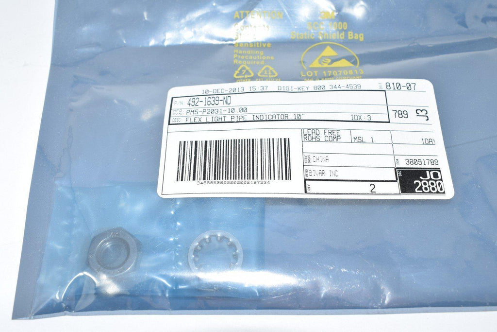 Lot of 2 NEW Bivar PM5-P2031-10.00 Light Pipe Single Clear Flexible 10''