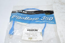 Lot of 2 NEW Black Box EVNSL81-0001 Ethernet Cable, Cat5e, Cat5e, 304.8 mm, 1 ft, RJ45 Plug to RJ45 Plug, Blue