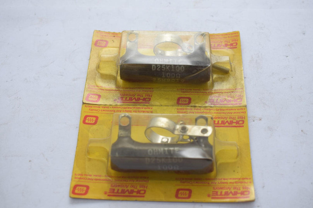 Lot of 2 NEW Ohmite D25K100 Wirewound Resistors Ceramic 25W 100 OHMS