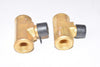 Lot of 2 NEW Parker 3-Way Pipe Fittings, Brass, 3/8'' ID x 5/8'' OD