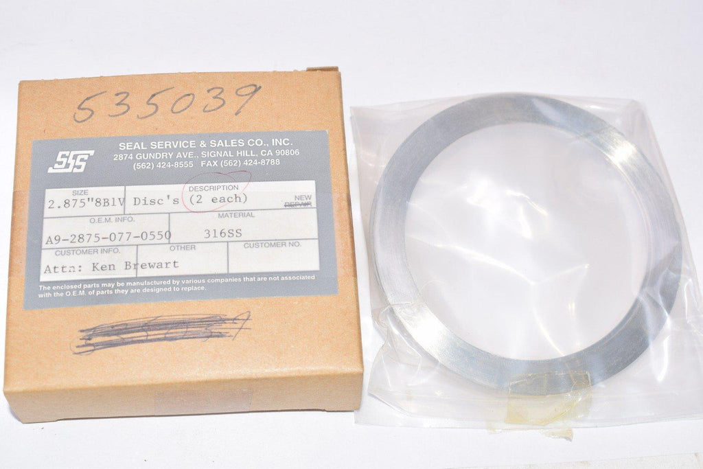 Lot of 2 NEW PART: A9-2875-077-0550, 535039, Pump Discs - 2-7/8'' ID 316 SS