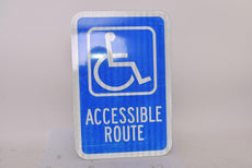 Lot of 2 NEW Wheelchair Accessible Route Sign, Aluminum, 12'' W, 18'' H