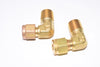 Lot of 2 Parker 4B 4-B Hydraulic/Gas Brass Elbow Fittings 1/2'' x 5/16''