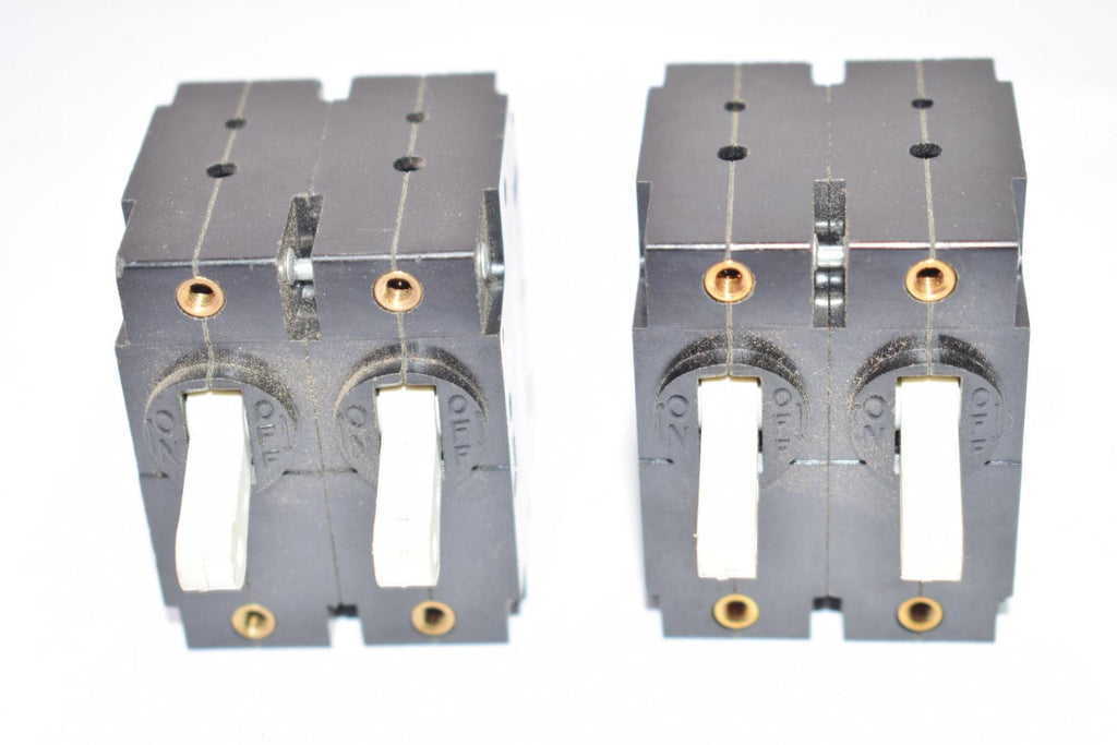 Lot of 2 Wood Electric W68X2Q1-2-20 Circuit Breaker Switch 20 Amps 250 VAC MAX