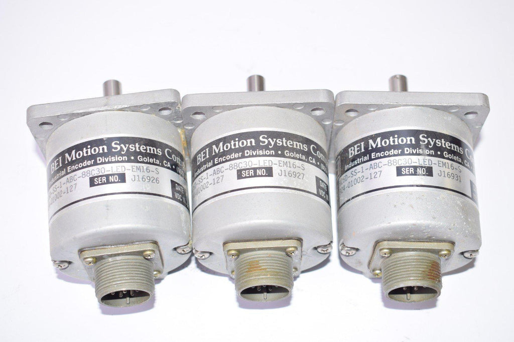 Lot of 3 BEI Motion Systems H25D-SS-1-ABC-88C30-LED-EM16-S Industrial Encoders