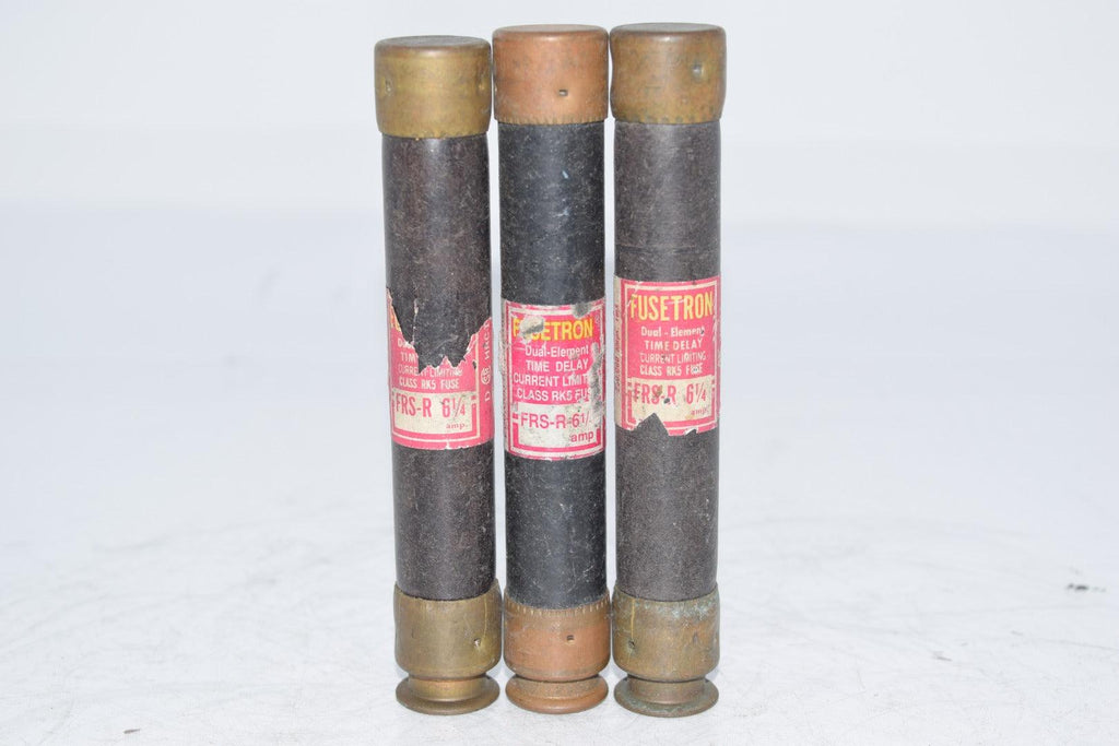 Lot of 3 Fusetron FRS-R-6-1/4 Time Delay Fuses Class RK5 6-1/4 Amp
