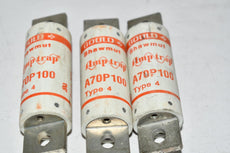 Lot of 3 Gould Ferraz Shawmut A70P100 Type 4 Fuse 100A 700 volts