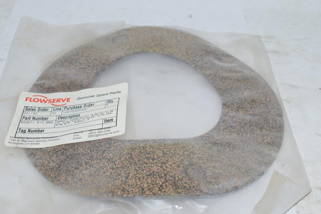 Lot of 3 NEW Flowserve 049671.813.000 Gasket, Nonmetallic, 9.50 OD x 5.38 ID x 0.06 Thick