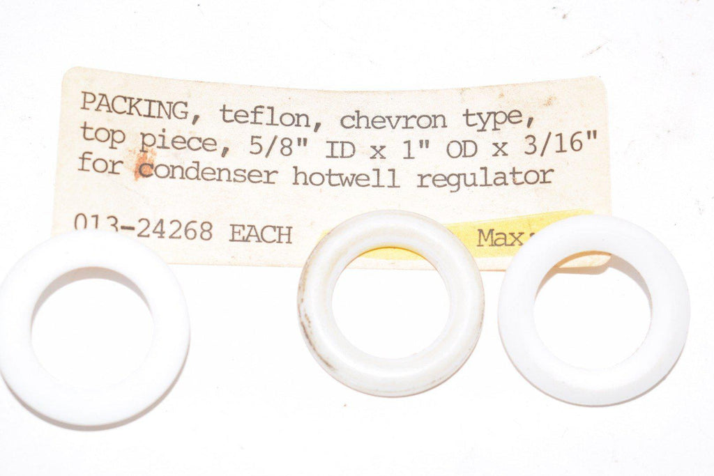 Lot of 3 NEW Part: 013-24268, Packing, Teflon, Chevron Type, Top Piece, 5/8'' ID x 1'' OD