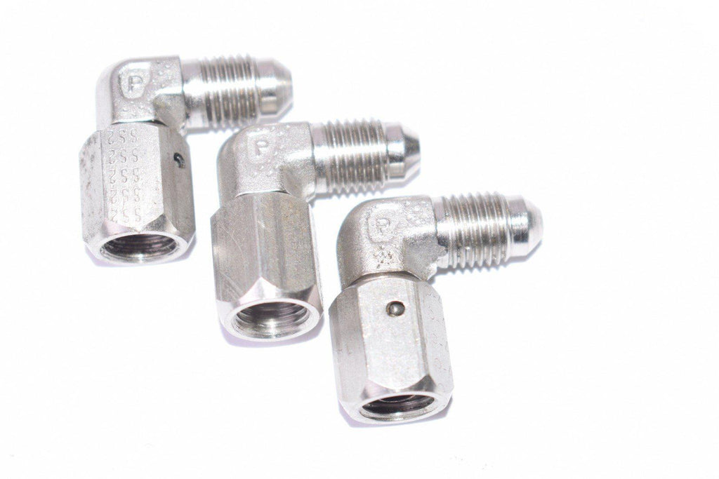 Lot of 3 Parker Hydraulic Elbow Fittings 3/8'' x 3/8'' x 1-1/4'' OAL