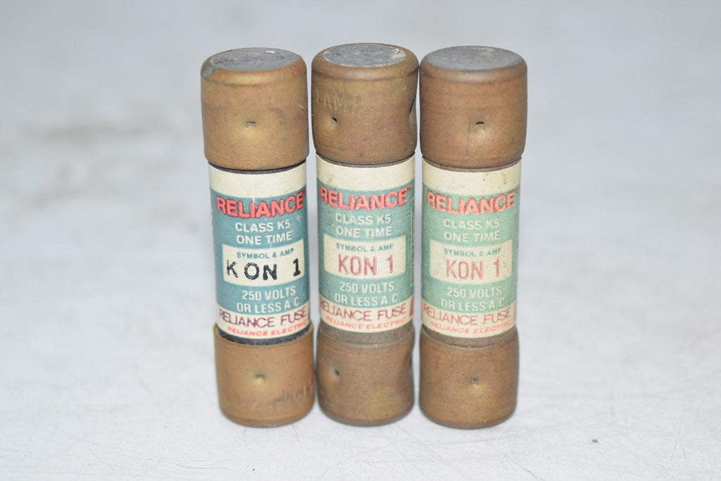Lot of 3 Reliance KON-1 One-Time Fuse 250V