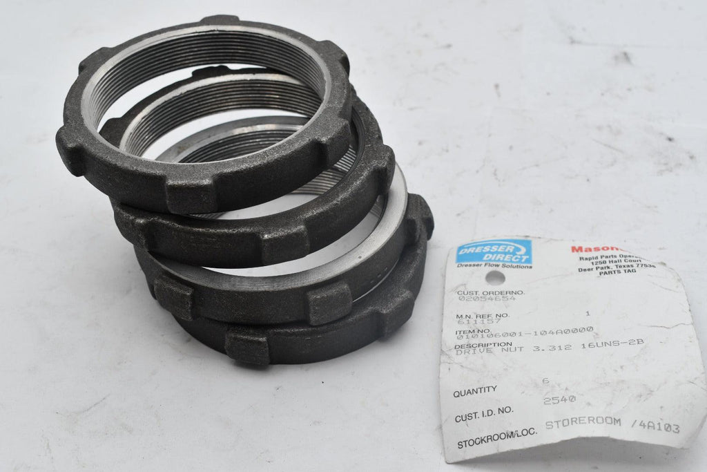 Lot of 4 NEW Masoneilan Dresser 010106001-104A0000 Drive Nut 3.312 16UNS-2B