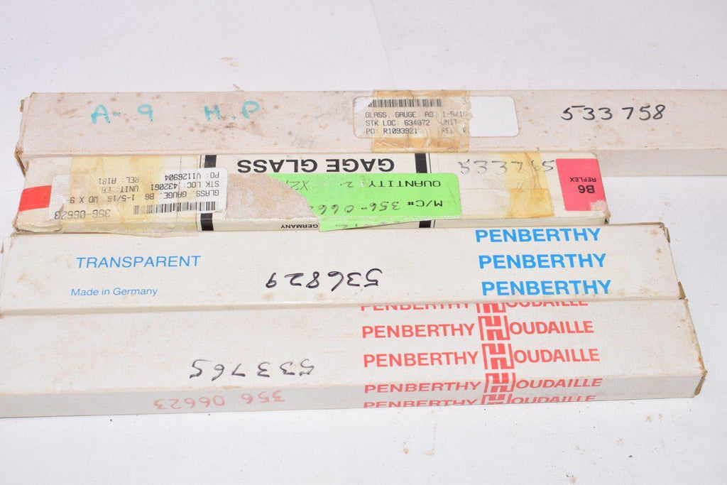 Lot of 4 NEW Mixed Gauge Glasses, Transparent, Penberthy, Macbeth