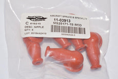 Lot of 5 NEW Aircraft Spruce 11-04837 Right angle nipples Red