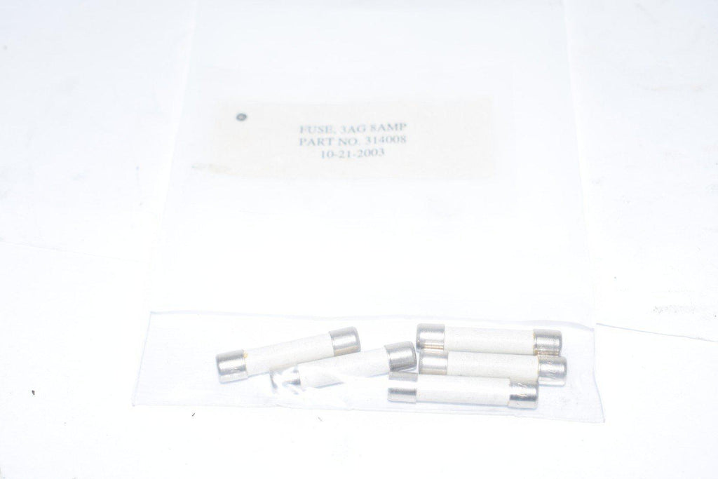 Lot of 5 NEW GE 314008 3AG 8 Amp Fuses