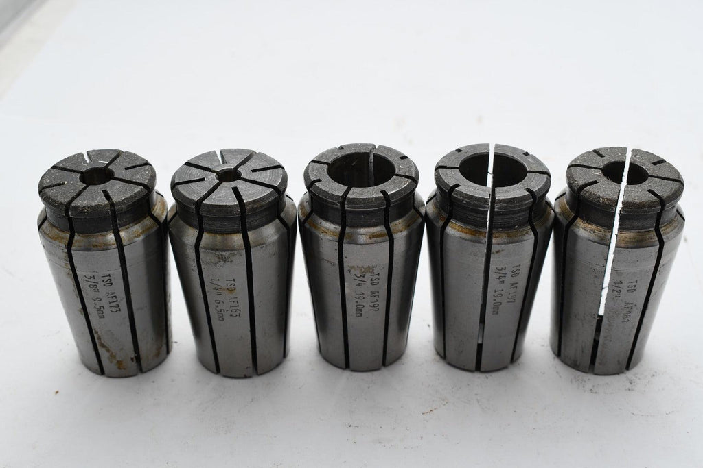 Lot of 5 TSD Universal AF Collet Holders 3/8'' 3/4'' 1/4'' 1/2'' 3/4''